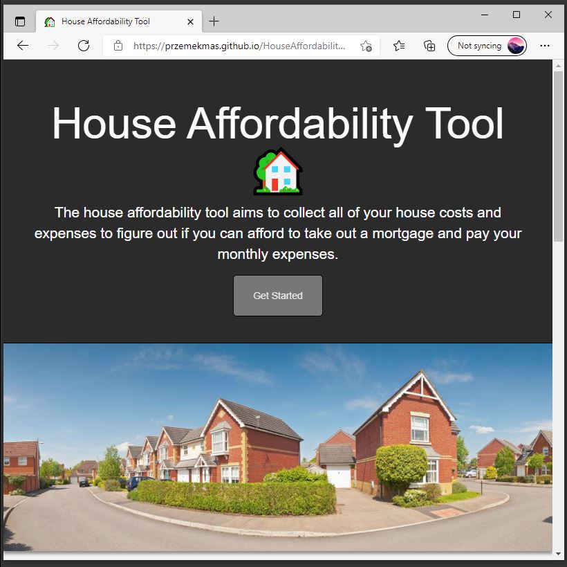 Web Based House Affordibility Tool